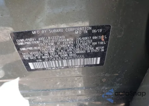 2019 Subaru Forester from USA, damaged, VIN JF2SKAAC0KH570555
